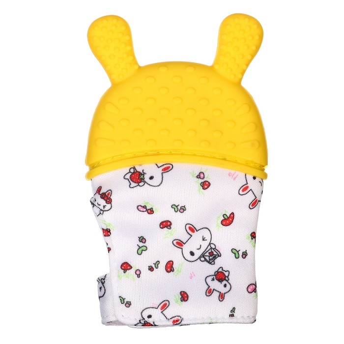 Прорезыватель-рукавичка &laquo;Зайка&raquo;, цвет красный/желтый, Крошка Я