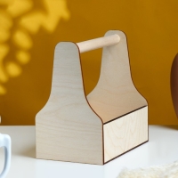 Кашпо деревянное 20&times;12.5&times;20 см Стелла Моно, с ручкой, натуральный Дарим Красиво