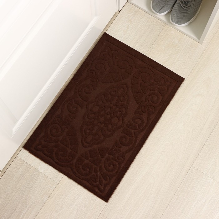 Коврик влаговпитывающий придверный Доляна &laquo;Восточная сказка&raquo;, без окантовки, 38&times;57 см, цвет коричневый