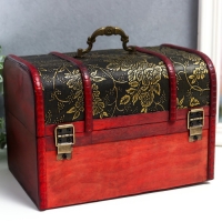 Шкатулка дерево состаренная "Цветы и бамбук" сундучок МИКС 15х22х15,5 см