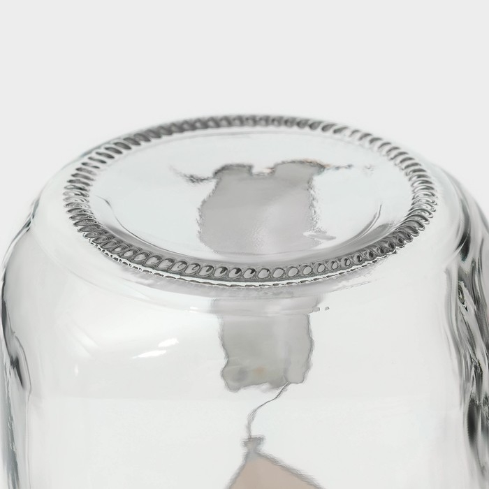 Кружка стеклянная с крышкой и трубочкой Доляна &laquo;Медведь&raquo;, 450 мл, 10&times;7,5&times;13 см