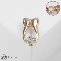 Брошь &laquo;Зуб&raquo; со стразой, цвет белый в золоте