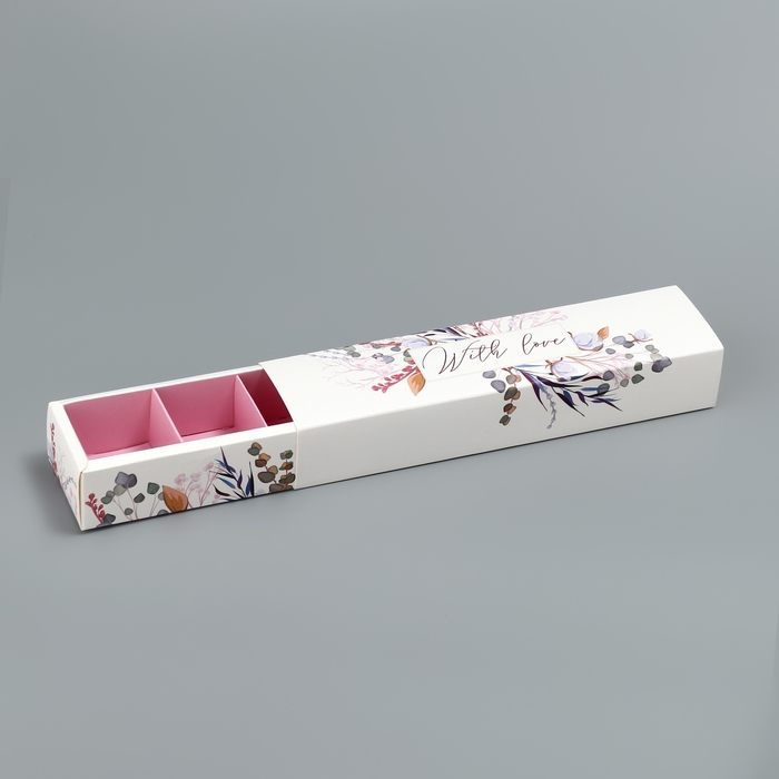 Коробка для конфет, кондитерская упаковка, 5 ячеек, &laquo;Венок&raquo;, 5 х 21 х 3.3 см