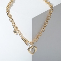 Колье &laquo;Цепь&raquo; сердце из коры, цвет золото, 46 см