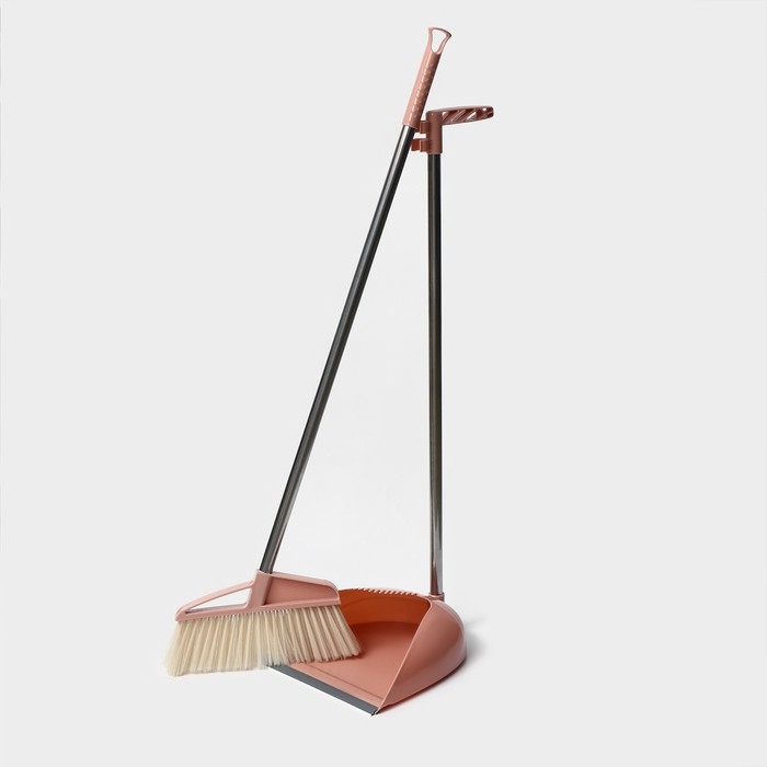 Щётка для пола Доляна: щётка 23&times;88 см, совок 26&times;26&times;73 см, цвет бежевый