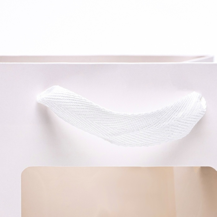 Пакет подарочный, с окном,  25 х 18 х 13 см, белый