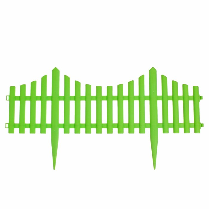 Ограждение декоративное, 30 &times; 300 см, 5 секций, пластик, салатовое, Greengo