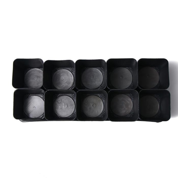 Набор для рассады: стаканы по 700 мл (10 шт.), поддон 44 &times; 18 см, чёрный, Greengo