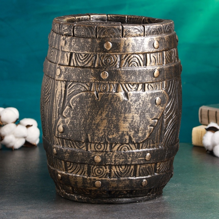 Копилка "Бочка" 21х21х30см, бронза