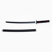 Сувенирное оружие "Катана Танзи" 75 см, клинок 48 см, чёрная, на подставке