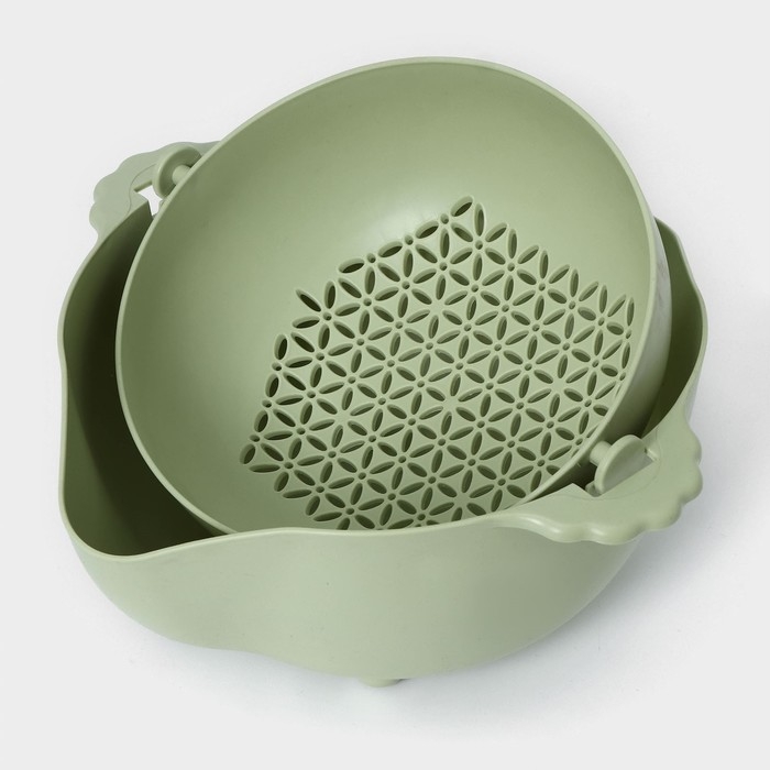 Дуршлаг кухонный с поддоном, 25&times;11,5 см, цвет МИКС