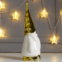 Сувенир керамика "Дедушка Мороз в колпаке-ёлочке, со звёздочкой" золото 23,8х7,3х9,1 см