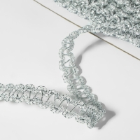 Тесьма декоративная, 10 мм, 10 &plusmn; 1 м, цвет серебряный