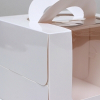 Коробка под бенто-торт с окном, белая, 18 х 18 х 14 см