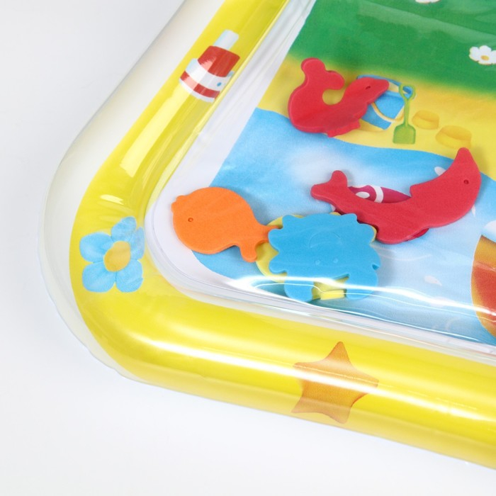 Акваковрик надувной развивающий водный коврик &laquo;Весёлые малыши&raquo;, 65x50 см, Крошка Я