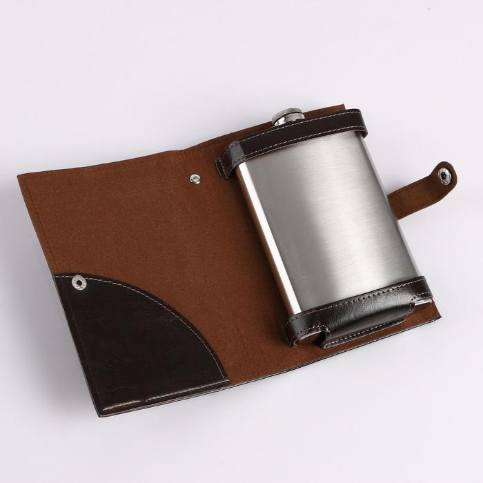 Фляжка для алкоголя и воды, 300 мл, "Герб", нержавеющая сталь, чехол, подарочная