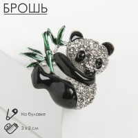 Брошь &laquo;Панда&raquo; с бамбуком, цветная в серебре