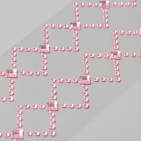 Наклейка пластик стразы "Узор из ромба" розовая 35х8 см