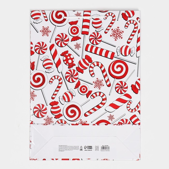 Пакет подарочный новогодний ламинированный &laquo;Сладости&raquo;, L 28 х 38 х 9 см