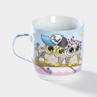 Набор детской посуды из керамики Доляна &laquo;Совы тинейджеры&raquo;, 3 предмета: кружка 230 мл, миска 400 мл, тарелка d=18 см