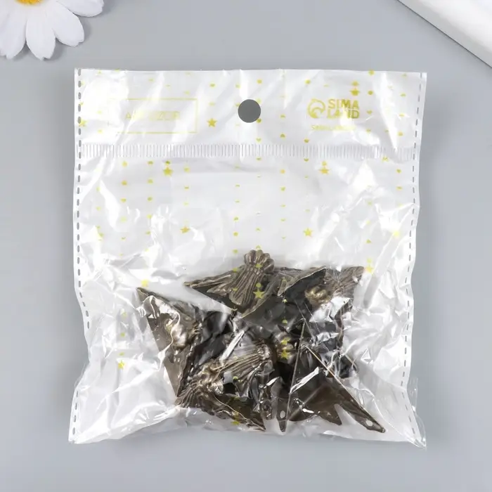 Уголок (ножка) для шкатулки металл "Фигурная" бронза набор 8 шт 2,9х4 см