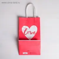 Пакет подарочный крафт, упаковка, With LOVE, 12 х 21 х 9 см