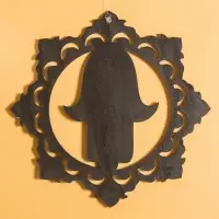 Панно "Хамса" МДФ, 40х40х1 см, цв. золото/чёрный