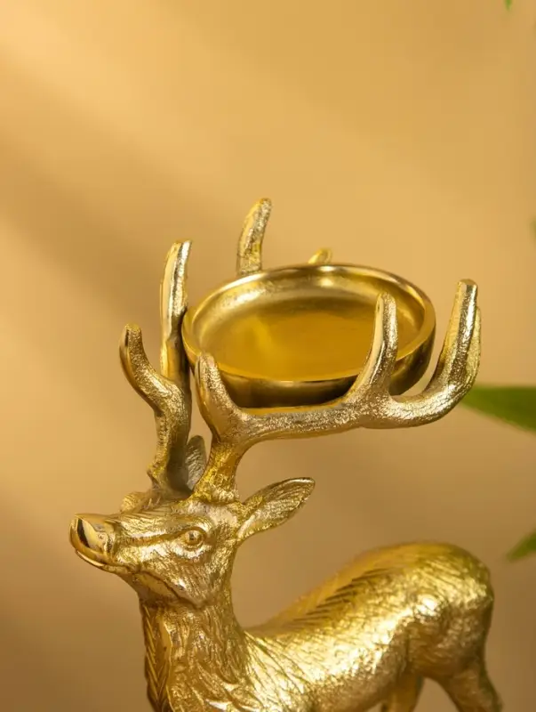 Подсвечник "Сохатый" 15,5х9х22,5 см, алюминий, золотой