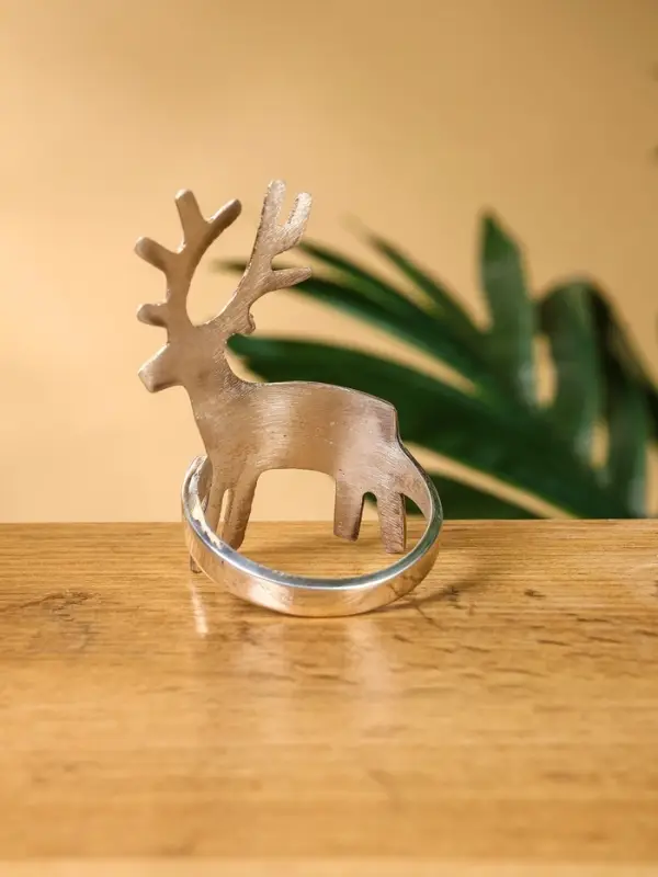 Кольцо для салфеток &laquo;Лесной олень&raquo;, 7.5&times;4.4,5&times;4.5 см, латунь, никелевое покрытие