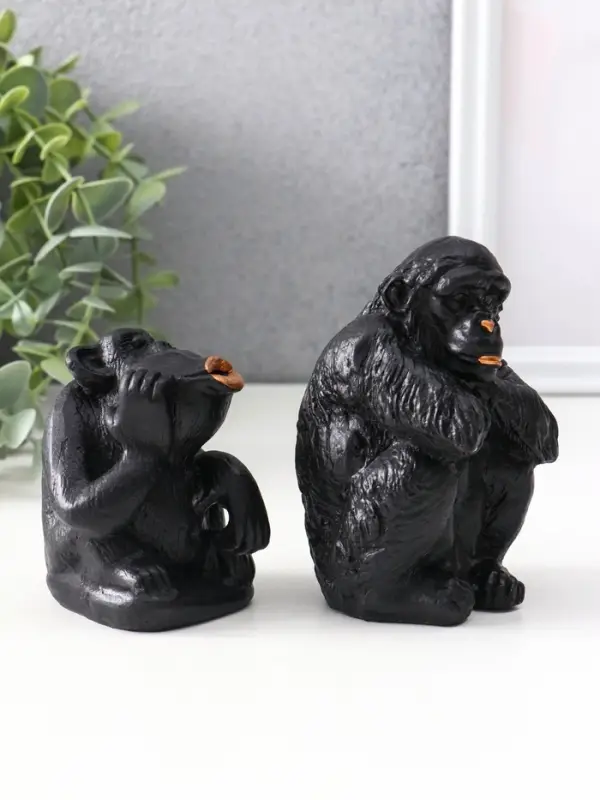 Набор статуэток &laquo;Обезьяны&raquo;, 2 шт., 6.5&times;6.5&times;10 см, 6.5&times;5.5&times;7.5 см, чёрный