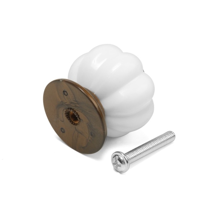 Ручка-кнопка ТУНДРА, d=33, пластик, белая, 8 шт TMP