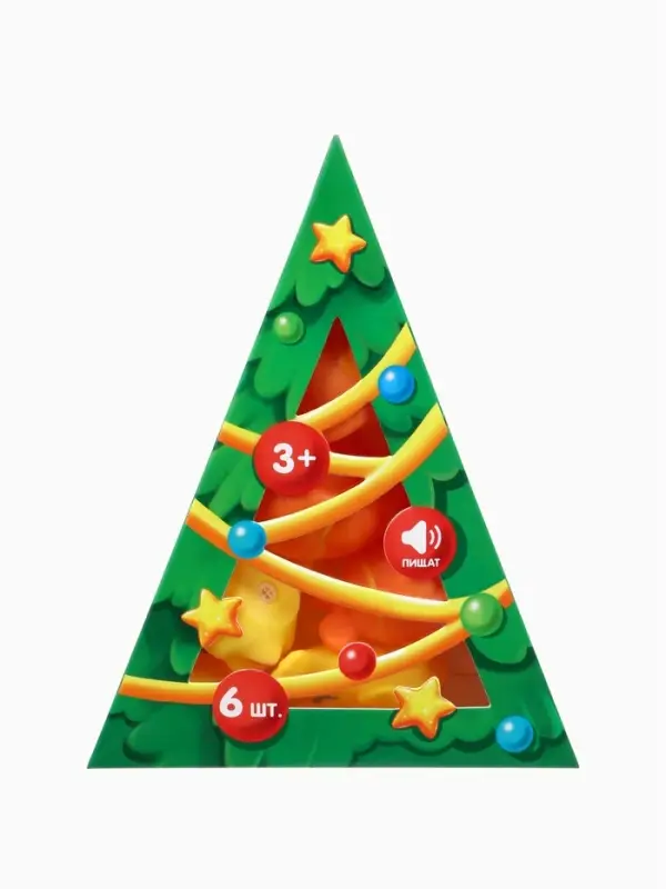 Новогодний набор игрушек для ванны, 6 шт, с пищалкой, Крошка Я