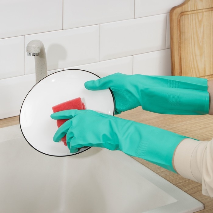 Перчатки хозяйственные Доляна, размер L, особопрочные, ХБ напыление, неопреновые