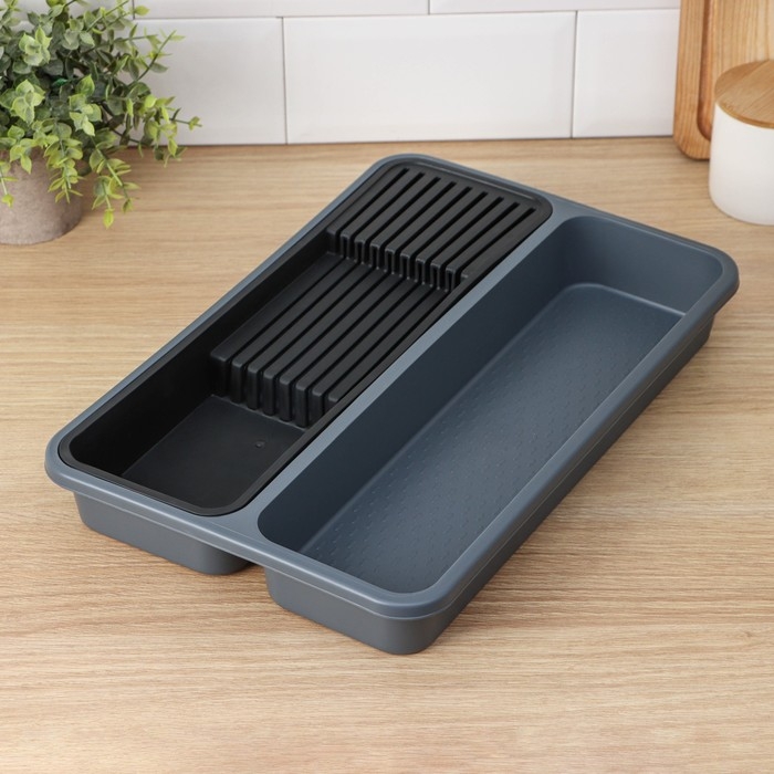 Лоток для столовых приборов и ножей, 40&times;26&times;5,1см, 2 отделения