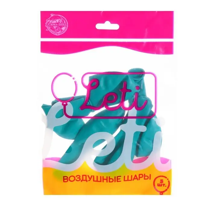Воздушные шары латексные 10", пастель, 5 шт., бирюзовые