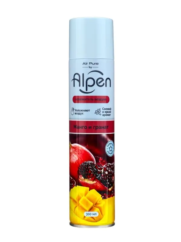 Освежитель воздуха в аэрозольной упаковке серии Air pure by Alpen манго и гранат, 300 мл
