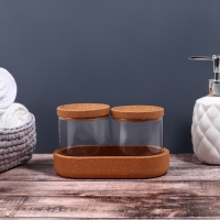 Набор органайзеров для ватных палочек и дисков, 17,5 &times; 10 &times; 10 см цвет прозрачный/коричневый