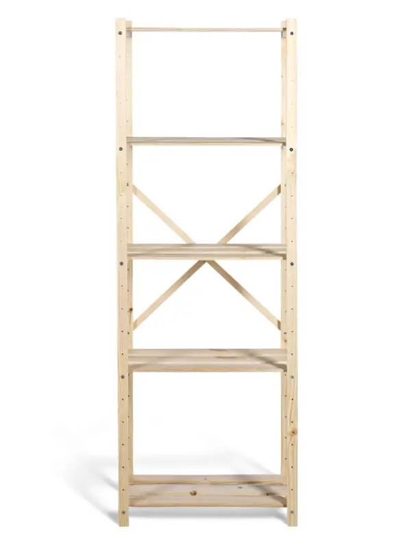 Стеллаж деревянный 5 полок 142 х 50 х 28 см, с регулируемыми полками