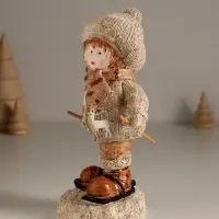 Сувенир полистоун "Малыш в вязаном наряде на мини-лыжах" 8,5х8х17,5 см