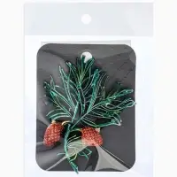 Брошь "Кедровая веточка", цвет коричнево-зелёный в золоте