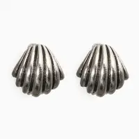 Клипсы "Винтаж" ракушка, цвет чернёное серебро