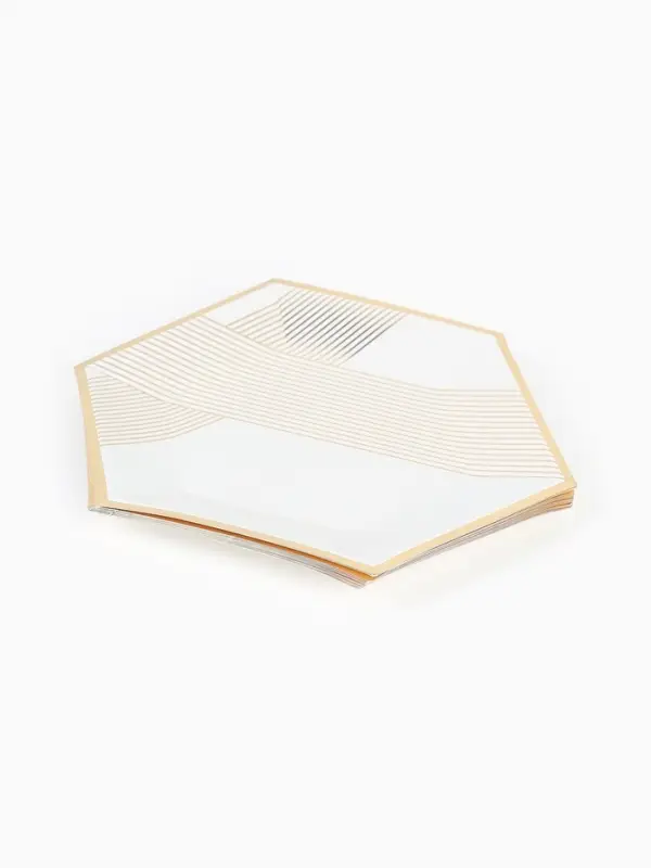 Набор посуды для праздника на 12 персон, белый с золотом (тарелки 23 см, стакан 250 мл)