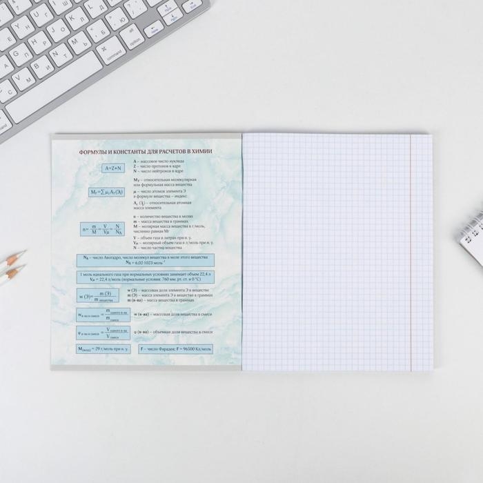 Тетрадь предметная 48 листов, А5, МРАМОР, со справ. мат. &laquo;1 сентября: Химия&raquo;, обложка мелованный картон 230 гр внутренний блок в клетку белизна 96%