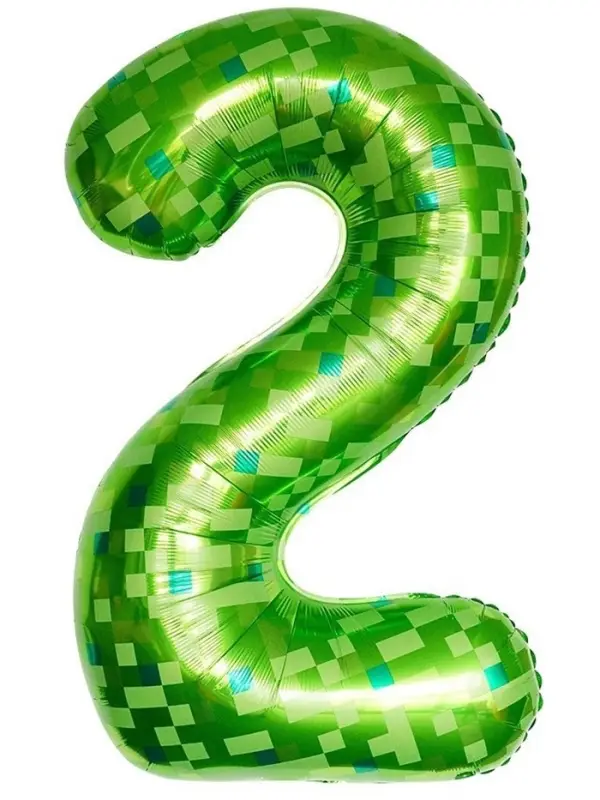 Воздушный шар фольгированный 40" цифра "2" пиксели, в ин.уп.