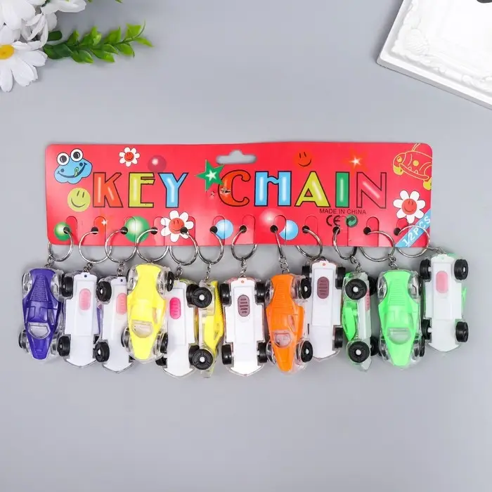 Фонарик брелок для ключей на кольце &laquo;Машина-болид&raquo;, мигает, 6.5&times;1.8&times;2.8 см, МИКС