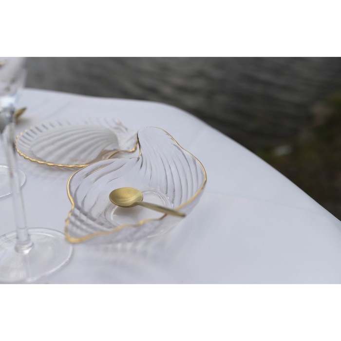 Блюдо сервировочное Magistro &laquo;Ракушка&raquo;, 20&times;11 см, прозрачное с золотой каймой