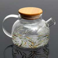 Чайник стеклянный заварочный с бамбуковой крышкой &laquo;Тропики&raquo;, 600 мл
