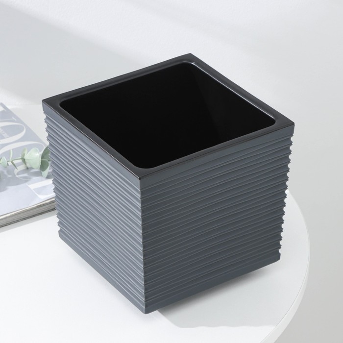 Кашпо со вставкой &laquo;Стиль&raquo;, 3 л, цвет графит