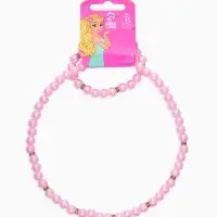 Набор детский &laquo;Выбражулька&raquo; 2 предмета: бусы, браслет, жемчуг стразы, цвет нежно-розовый