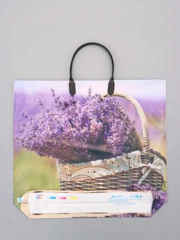 Пакет "Цветы ассорти", полиэтиленовый с пластиковой ручкой, 38 х 34 + 3 см, 90 мкм